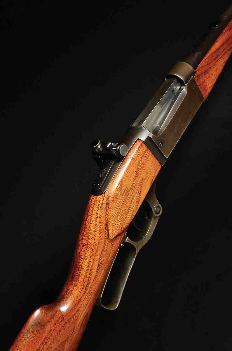 This Savage Model 99E is fitted with a Lyman Model 56S receiver sight. The rifle was made around 1922 and the sight was introduced in the mid-1930s.